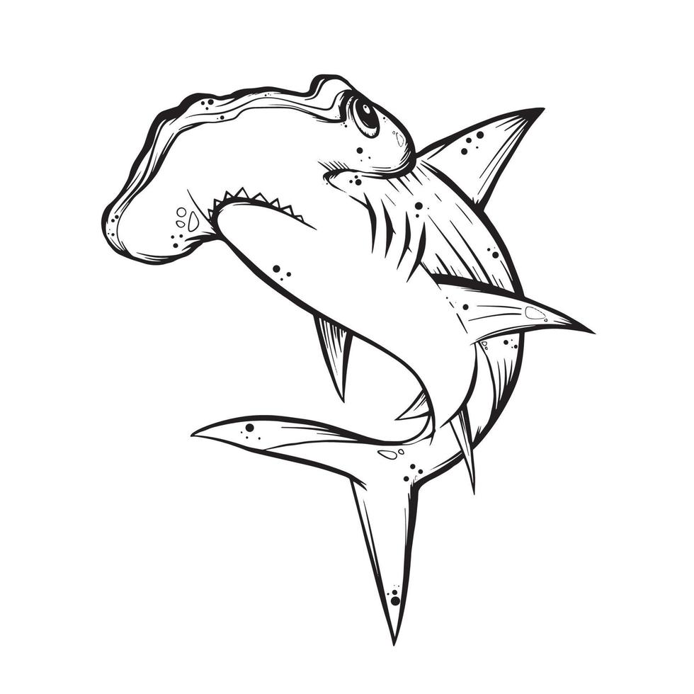 Hammerhai weißer Hintergrund vektor