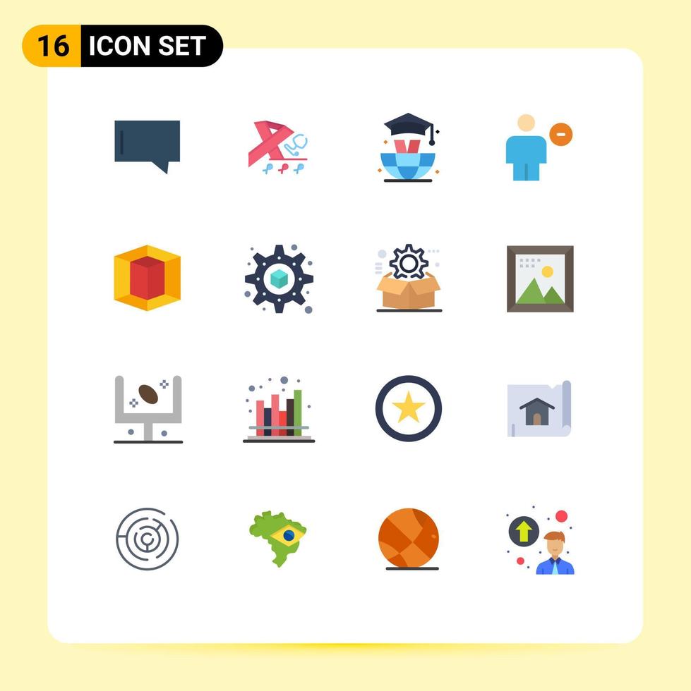 grupp av 16 platt färger tecken och symboler för verktyg design utbildning minus- radera redigerbar packa av kreativ vektor design element