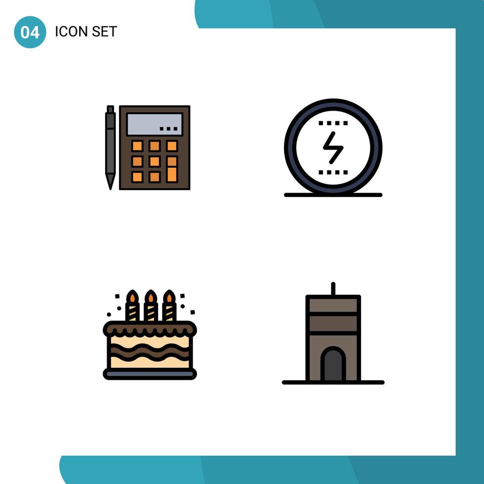 grupp av 4 fylld linje platt färger tecken och symboler för bokföring kraft beräkning matematik social redigerbar vektor design element