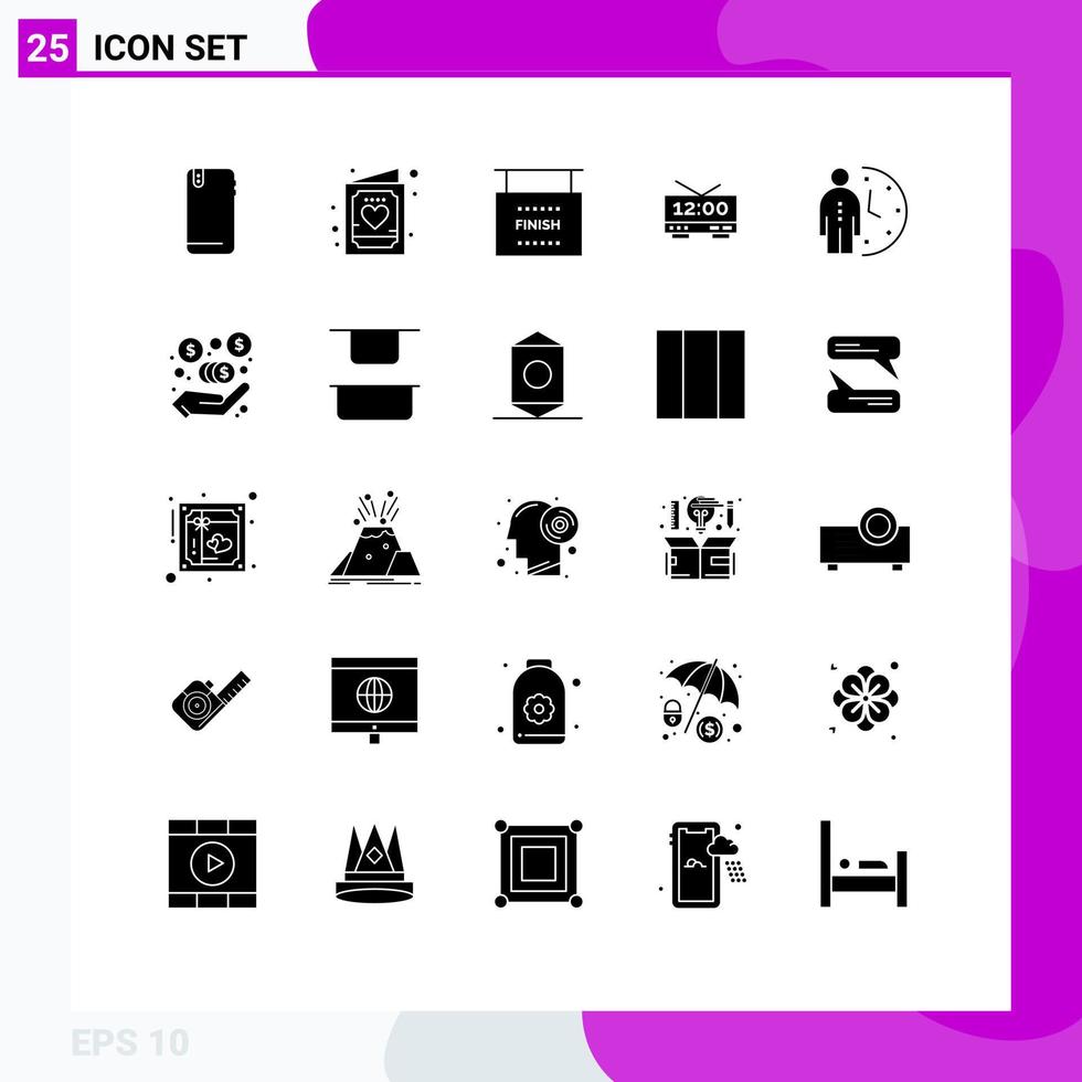 stock vektor ikon packa av 25 linje tecken och symboler för maskin elektrisk inbjudan klocka spel redigerbar vektor design element
