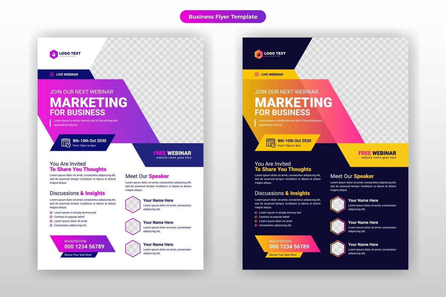 kreative Corporate Business Marketing Konferenz Flyer Broschüre Template Design, abstrakte Business Webinar Flyer Vektor Template Design