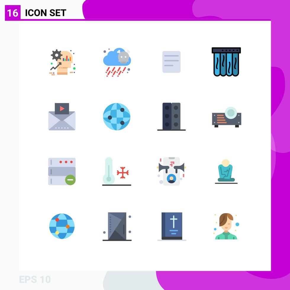 piktogram uppsättning av 16 enkel platt färger av video post Twitter meddelande slå samman redigerbar packa av kreativ vektor design element