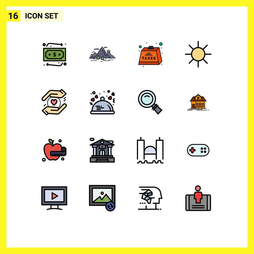 mobil gränssnitt platt Färg fylld linje uppsättning av 16 piktogram av säker stråle avgift logotyp beskatta redigerbar kreativ vektor design element