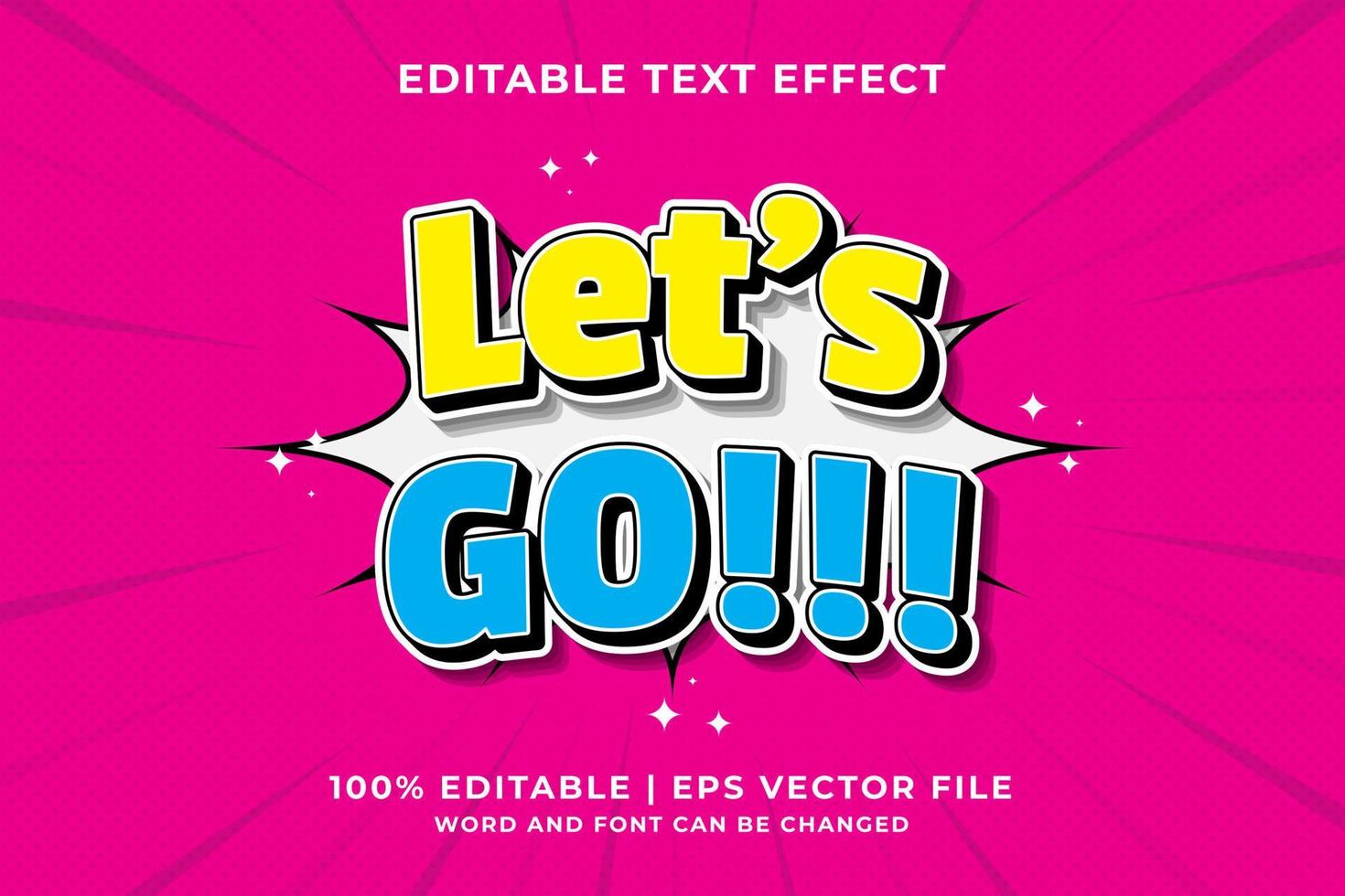 editierbarer texteffekt - let's go cartoon template style premium vector