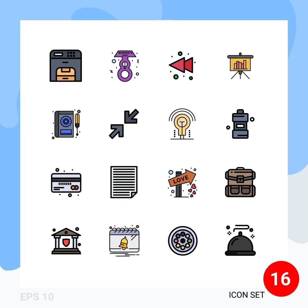 uppsättning av 16 modern ui ikoner symboler tecken för reparera bil vänster bok powerpoint redigerbar kreativ vektor design element
