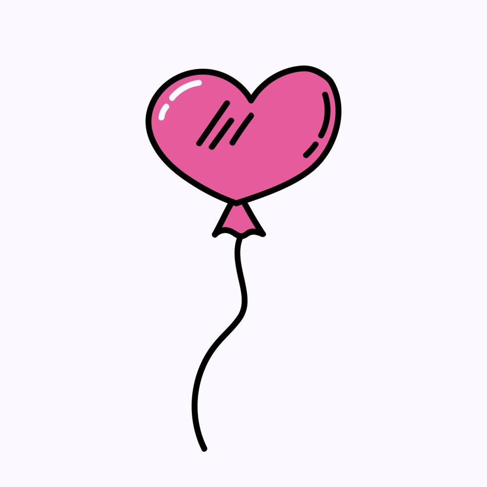 hjärtan ballong hand dragen klotter hjärtans dag illustration. kärlek och romantisk söt ikon. enda element vektor