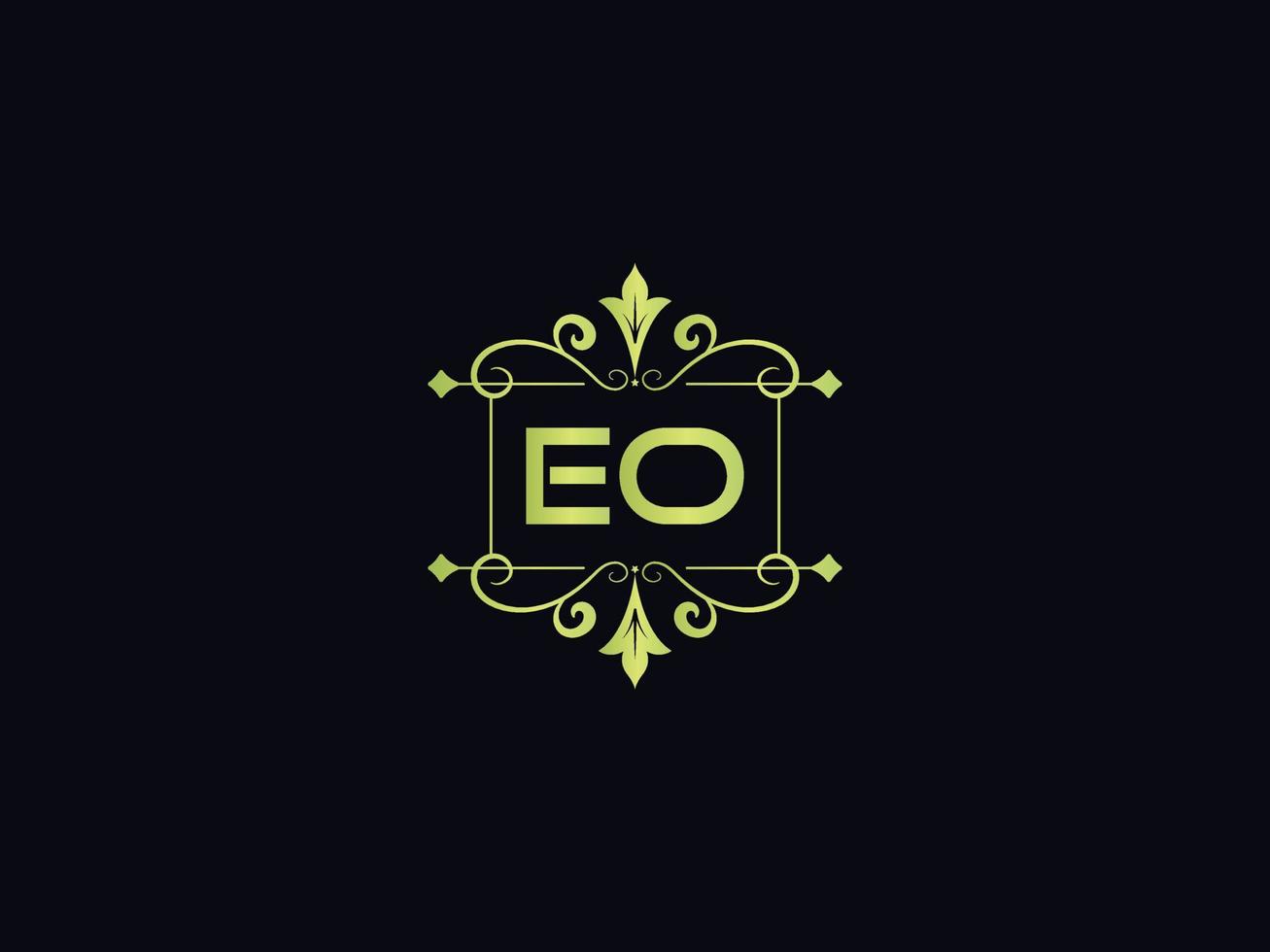 minimales eo-Logo-Bild, quadratisches eo-Luxus-Logo-Brief-Vektor-Icon-Design vektor