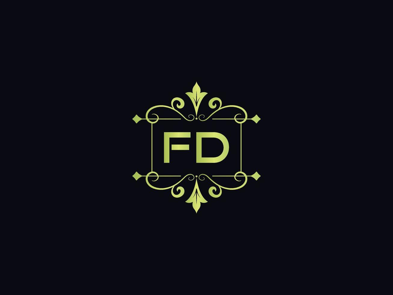 moderner fd-logo-buchstabe, bunte fd-luxus-logo-vorlage vektor