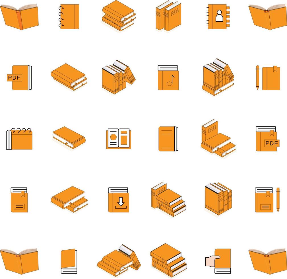 stackar av böcker för läsning, lugg av läroböcker för utbildning. uppsättning av litteratur, ordböcker, uppslagsverk, planerare med bokmärken. färgad platt vektor illustration isolerat på vit bakgrund