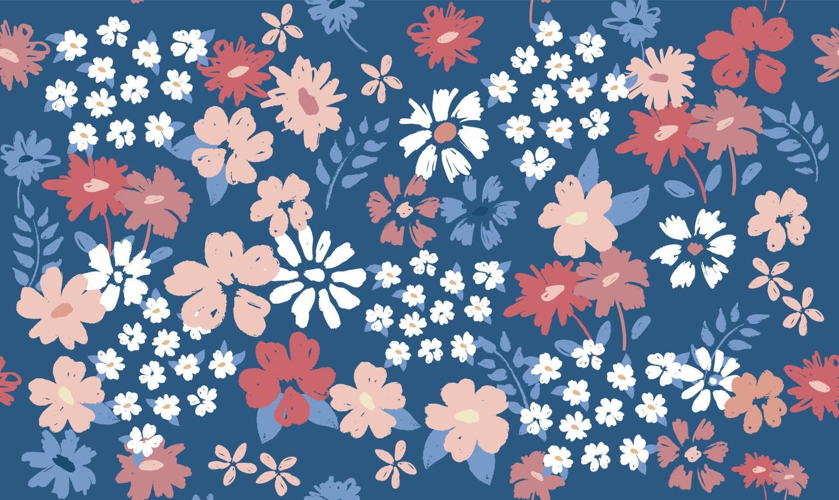 blommig bakgrund för textil, baddräkt, tapeter, mönsteromslag, yta, presentpapper. vektor