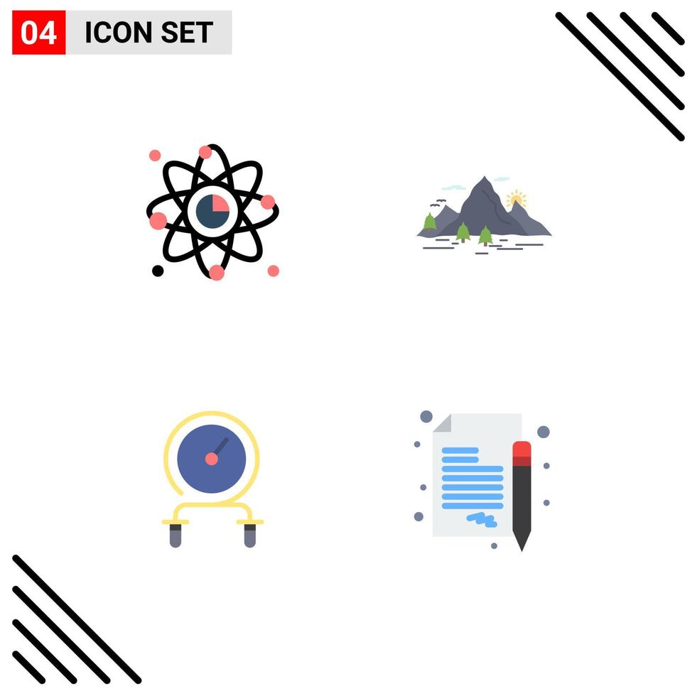 4 flaches Icon-Pack der Benutzeroberfläche mit modernen Zeichen und Symbolen der Atomszene Link Hill Fitness editierbare Vektordesign-Elemente vektor