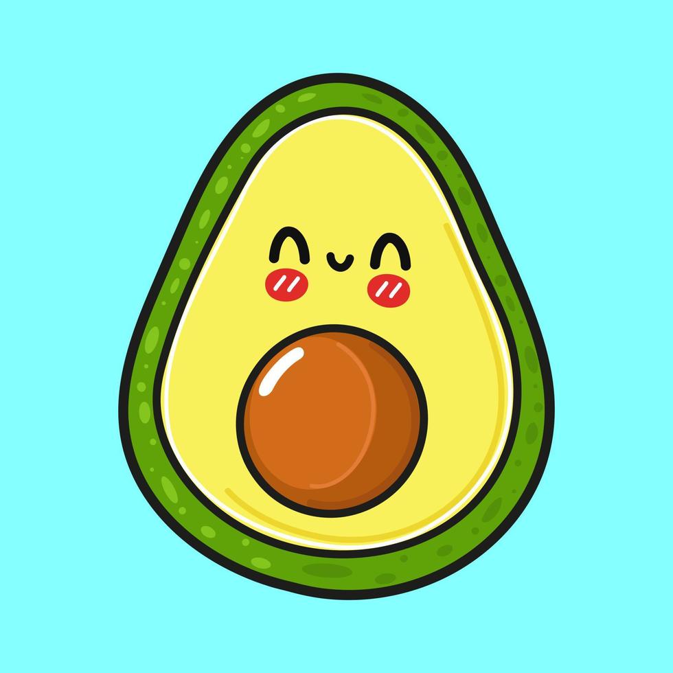 süße lustige Avocado. vektor hand gezeichnete karikatur kawaii charakter illustration symbol. isoliert auf blauem Hintergrund. Avocado-Charakter-Konzept