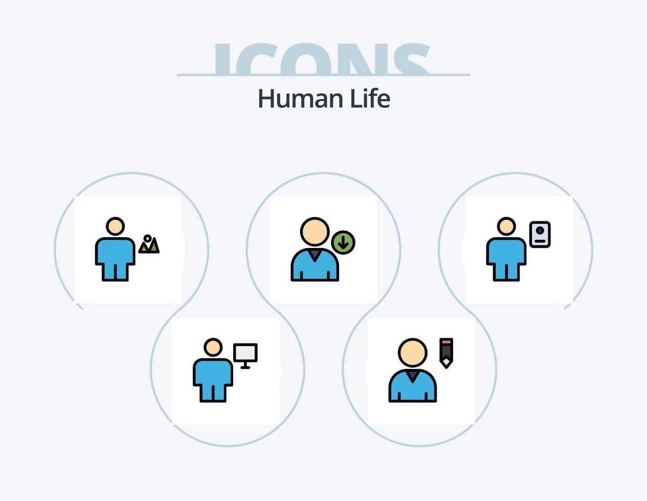 mänsklig linje fylld ikon packa 5 ikon design. avatar. stjärna. avatar. vän. flytta vektor