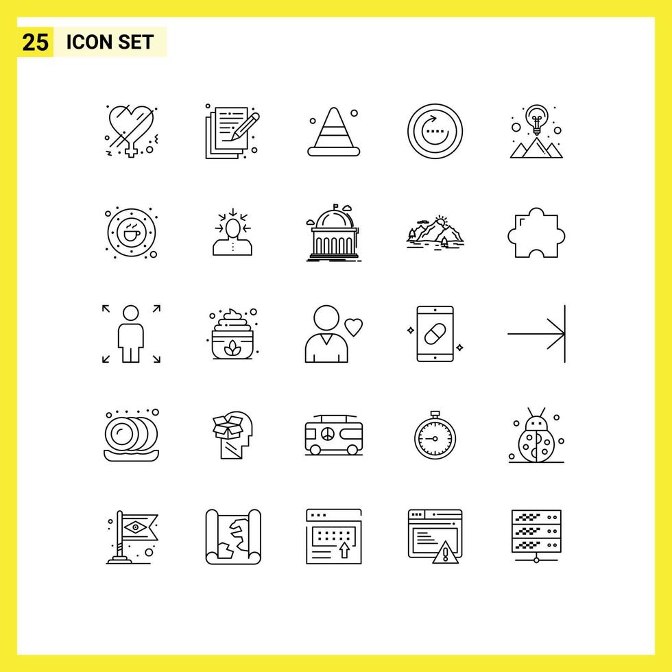 25 Zeilenpaket für Benutzeroberflächen mit modernen Zeichen und Symbolen für kreative Synchronisierungswarnungen Browser editierbare Vektordesign-Elemente neu laden vektor