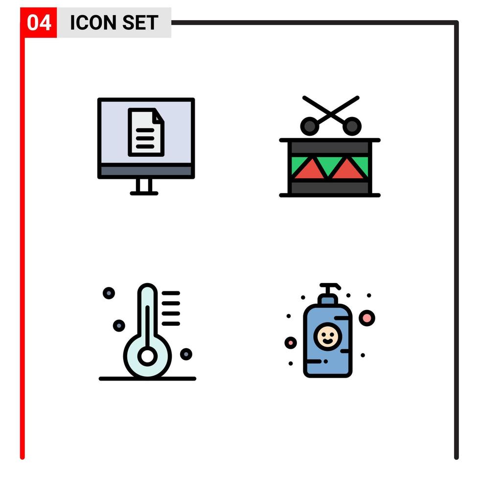 Satz von 4 modernen ui-Symbolen Symbole Zeichen für Business-Appliance Online-Trommelgetränke editierbare Vektordesign-Elemente vektor