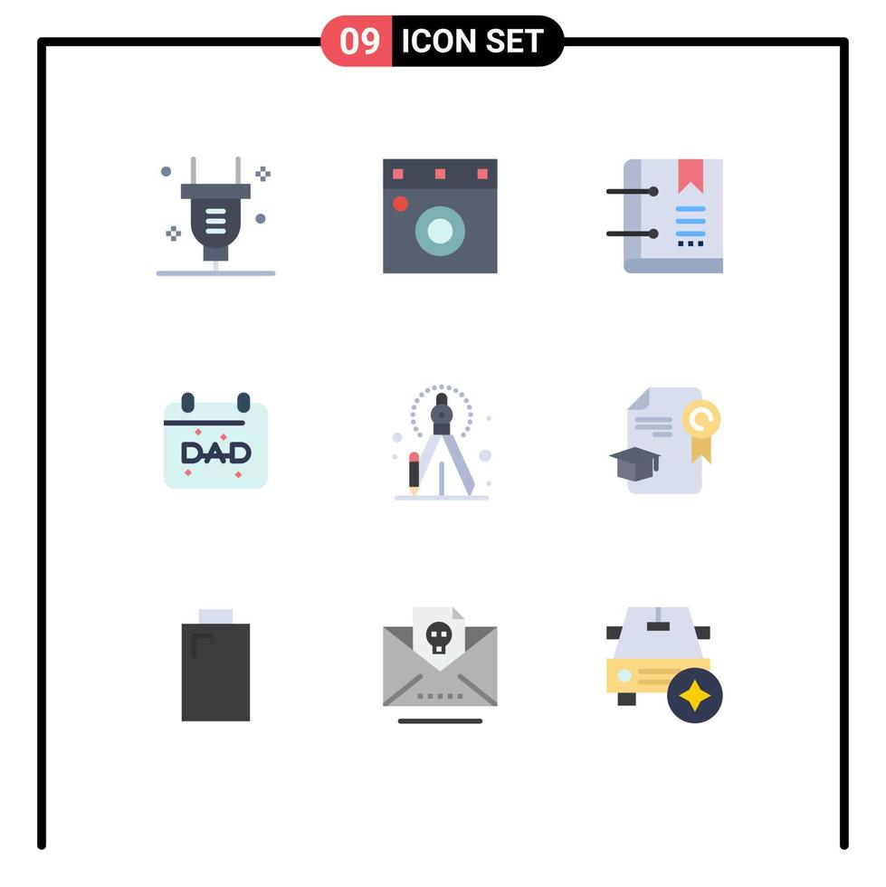 satz von 9 modernen ui-symbolen symbolzeichen für kreative vatertagslesezeichen vaterkalender editierbare vektordesignelemente vektor