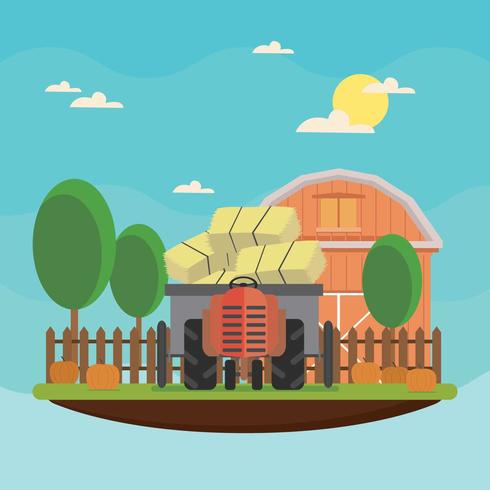 Gratis Hayride I En Farm Illustration vektor