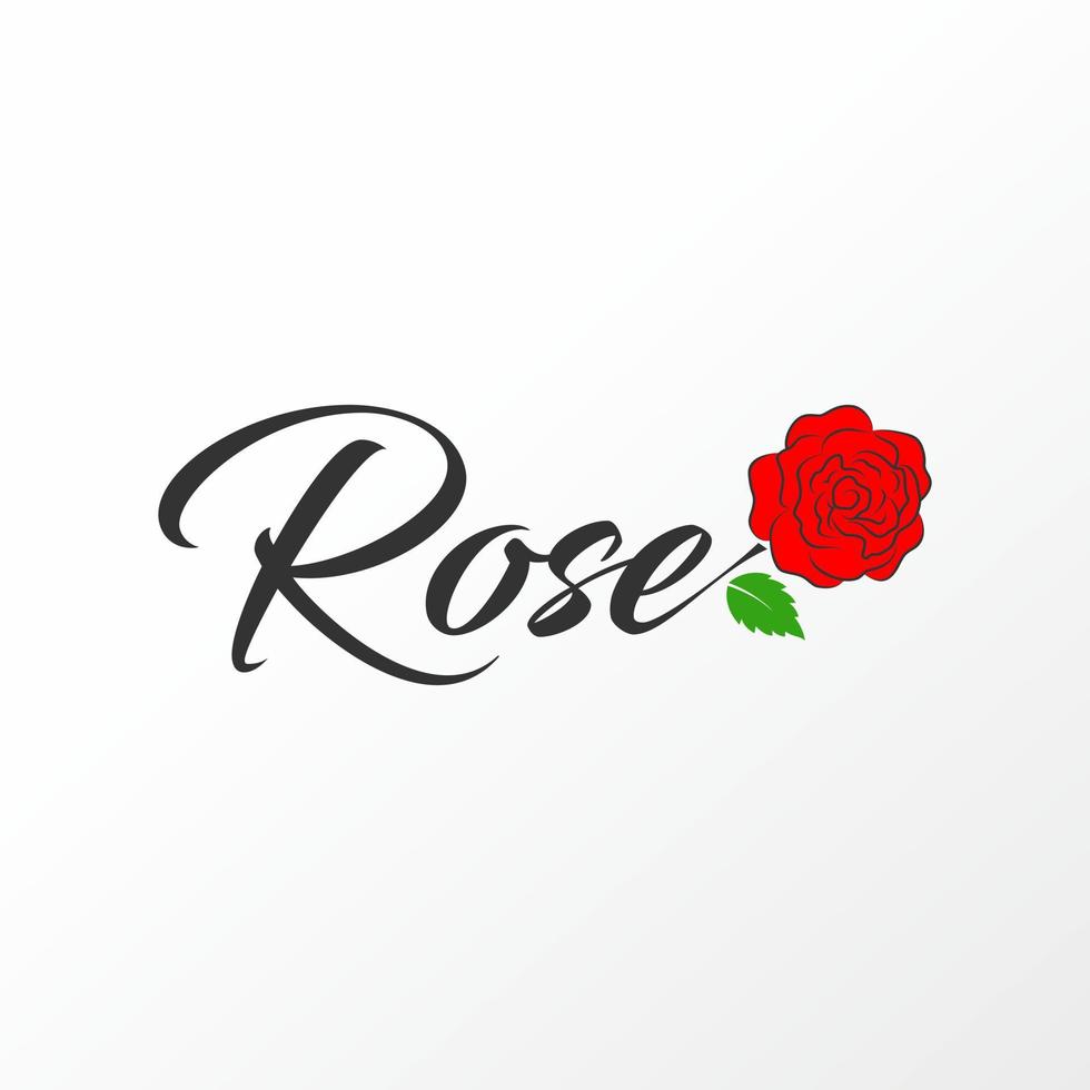 einfacher und einzigartiger Buchstabe oder schreibender Rosenskriptguß mit und Blattbildgraphikikonenlogodesignzusammenfassungskonzeptvektorvorrat. kann als Symbol für Romantik oder Pflanze verwendet werden vektor