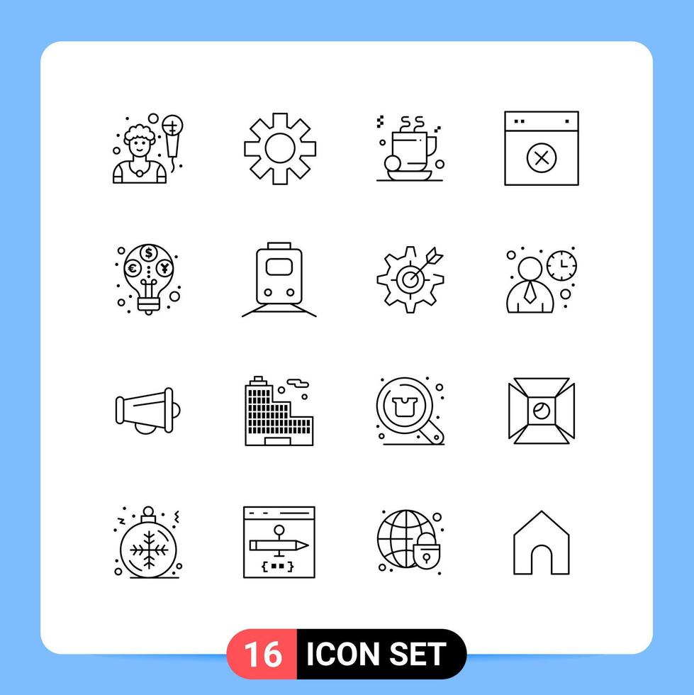 16 Benutzeroberflächen-Gliederungspaket mit modernen Zeichen und Symbolen für Einkommenseinnahmen Kaffee ui-Layout editierbare Vektordesign-Elemente vektor
