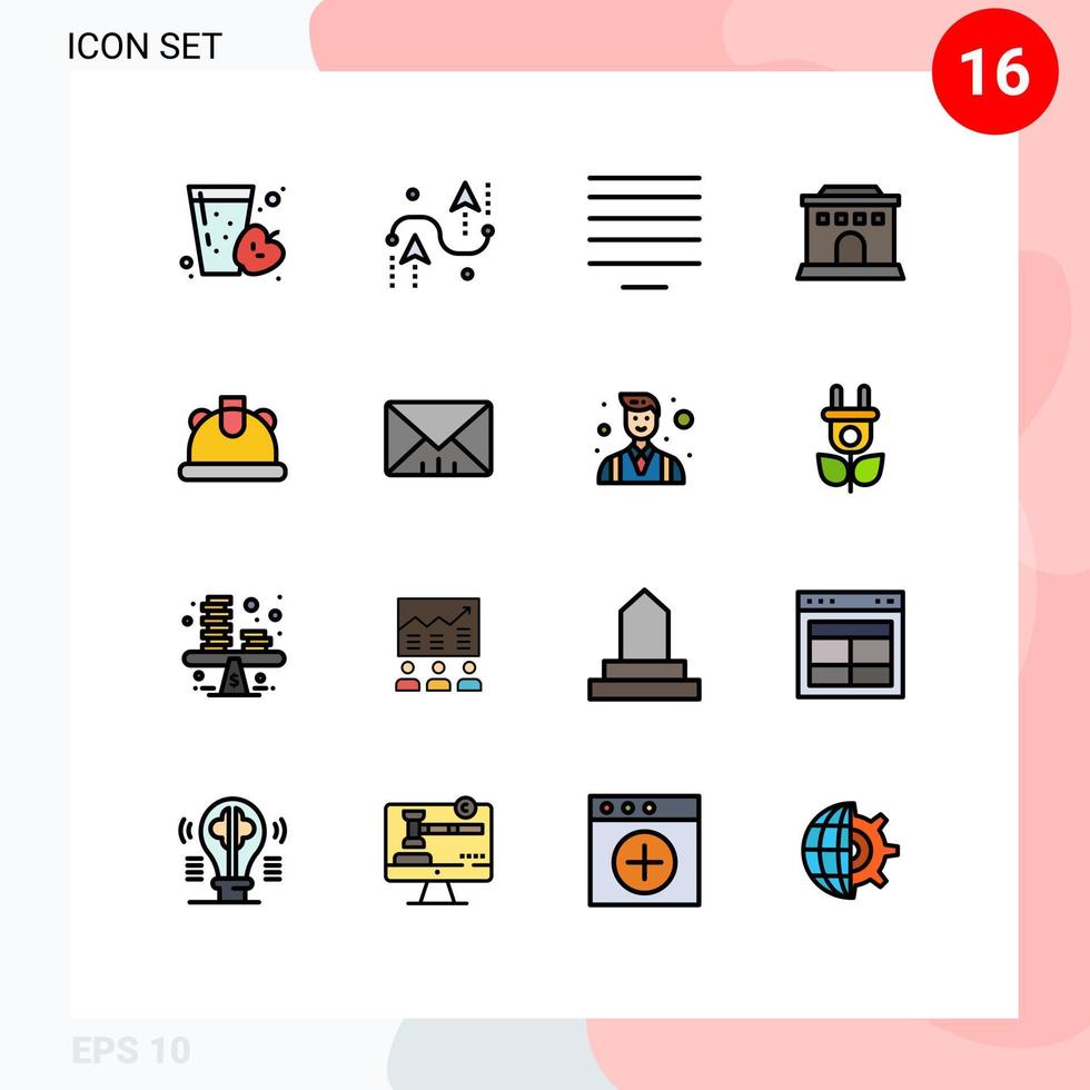 modern uppsättning av 16 platt Färg fylld rader och symboler sådan som hjälm byggnad programmering Hem byggnad redigerbar kreativ vektor design element