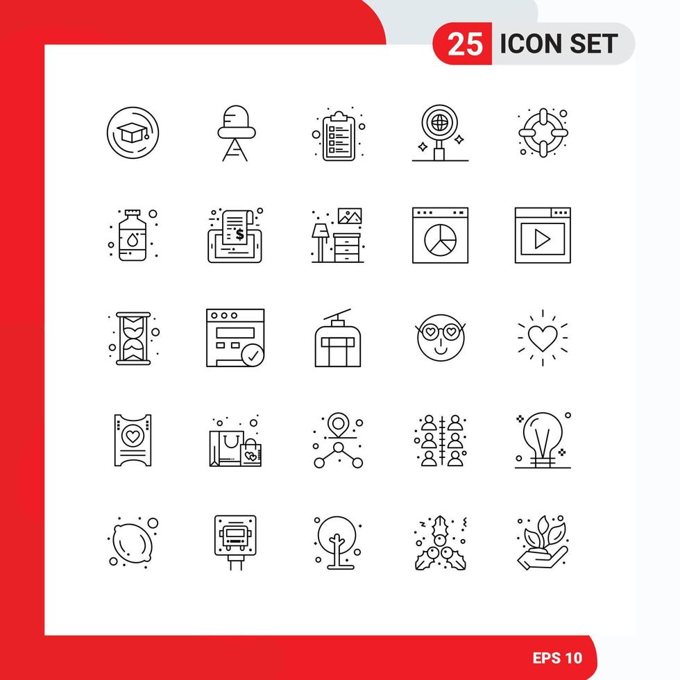 uppsättning av 25 modern ui ikoner symboler tecken för Färg konst lista Stöd hjälp redigerbar vektor design element