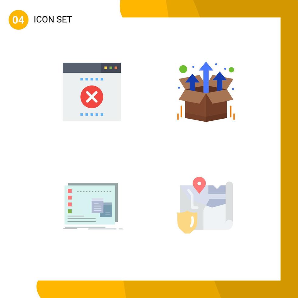 packa av 4 modern platt ikoner tecken och symboler för webb skriva ut media sådan som fel operativ bunt upp program redigerbar vektor design element