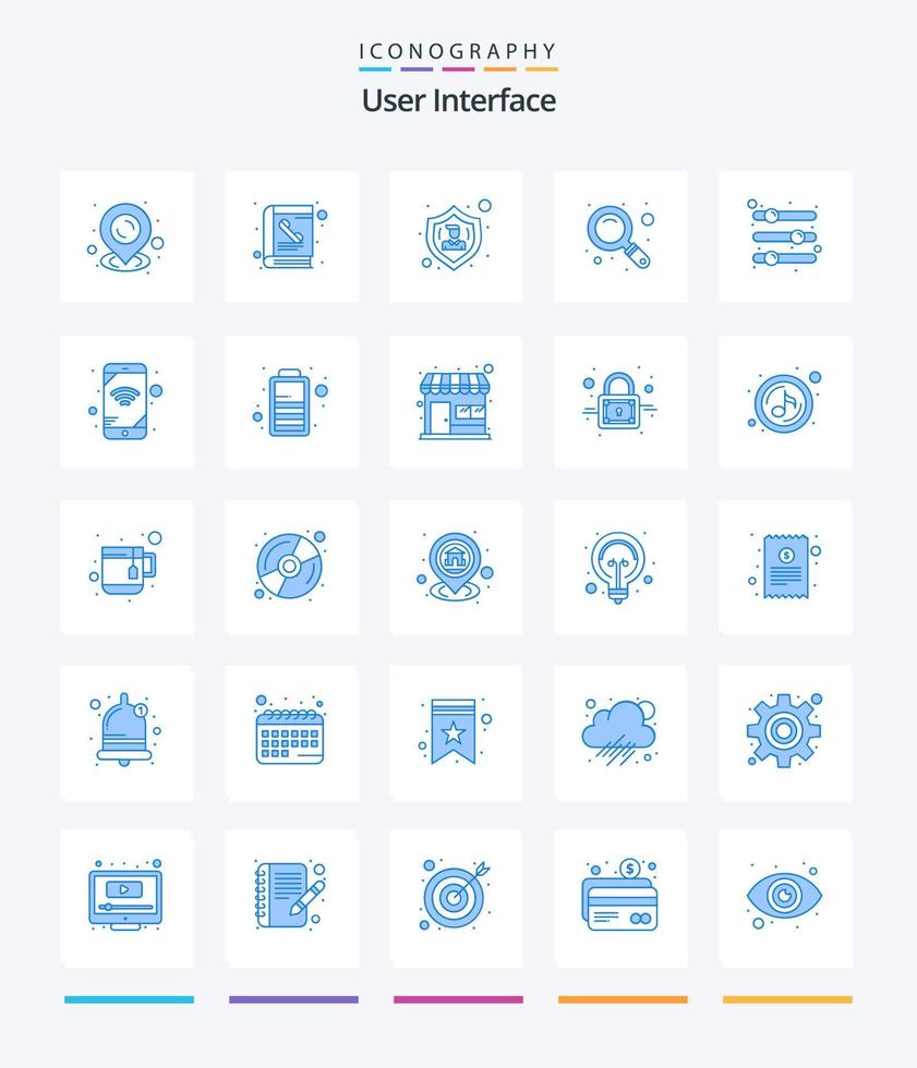 kreativ användare gränssnitt 25 blå ikon packa sådan som preferens. utjämnare. människor. konfiguration. Sök vektor