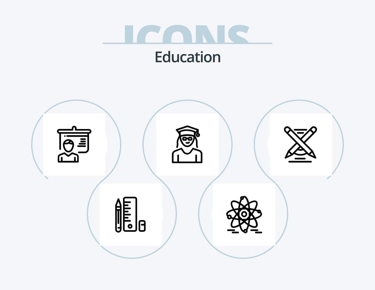 utbildning linje ikon packa 5 ikon design. . utbildning. utbildning. atom. klocka vektor