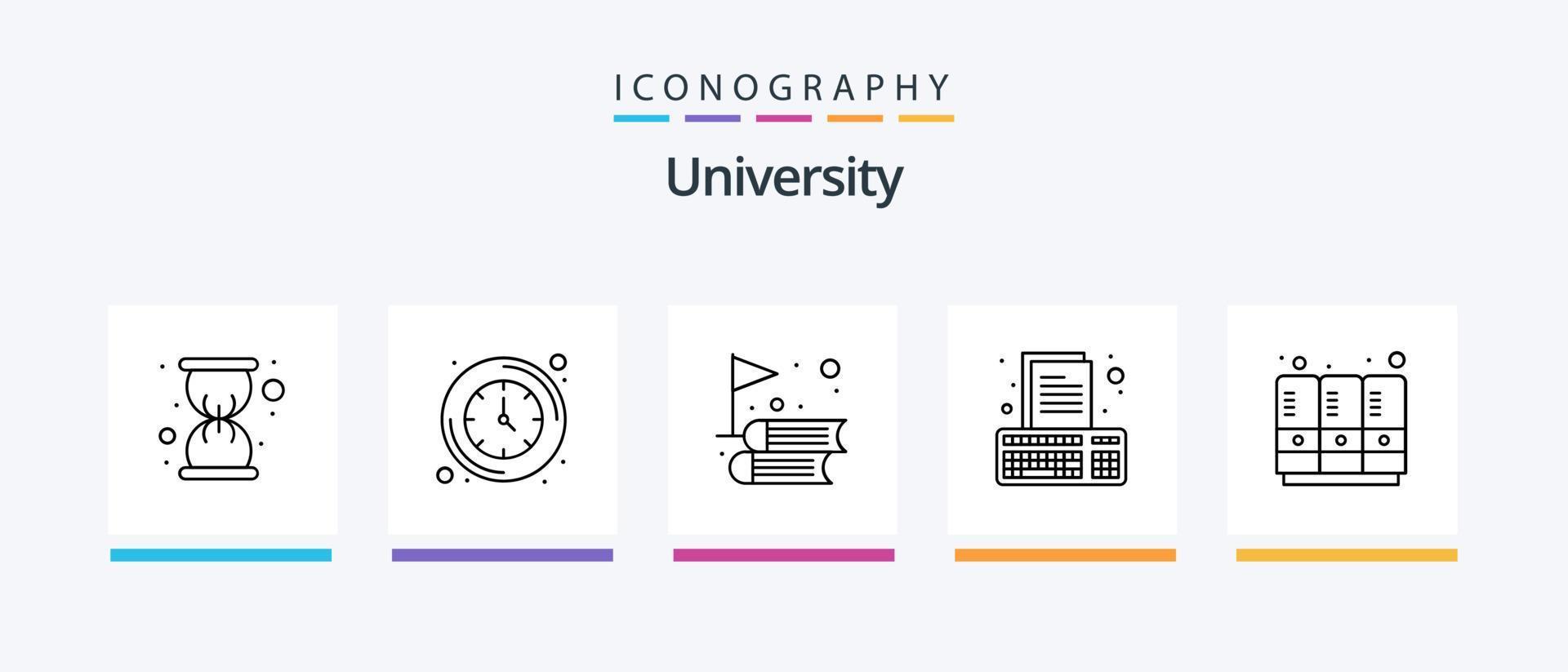 University Line 5 Icon Pack inklusive Abschluss. Leistung. DNA. Stern. vergeben. kreatives Symboldesign vektor