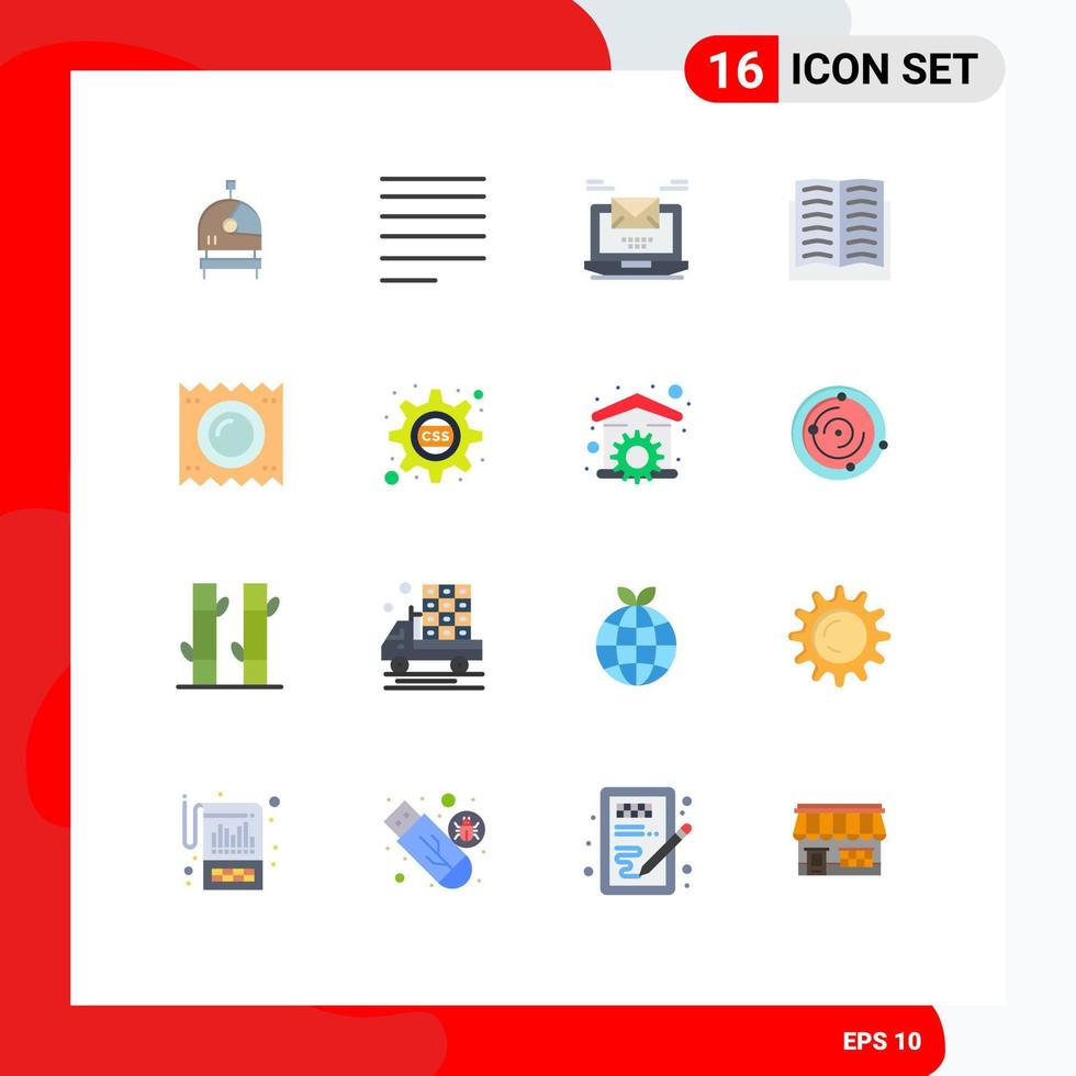 16 användare gränssnitt platt Färg packa av modern tecken och symboler av medicinsk kondom post krans bok redigerbar packa av kreativ vektor design element