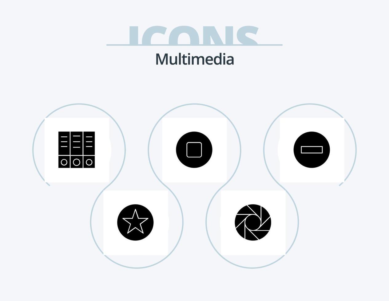 Multimedia-Glyphen-Icon-Pack 5-Icon-Design. . Aufhören. Unterlagen. Löschen. Minus- vektor