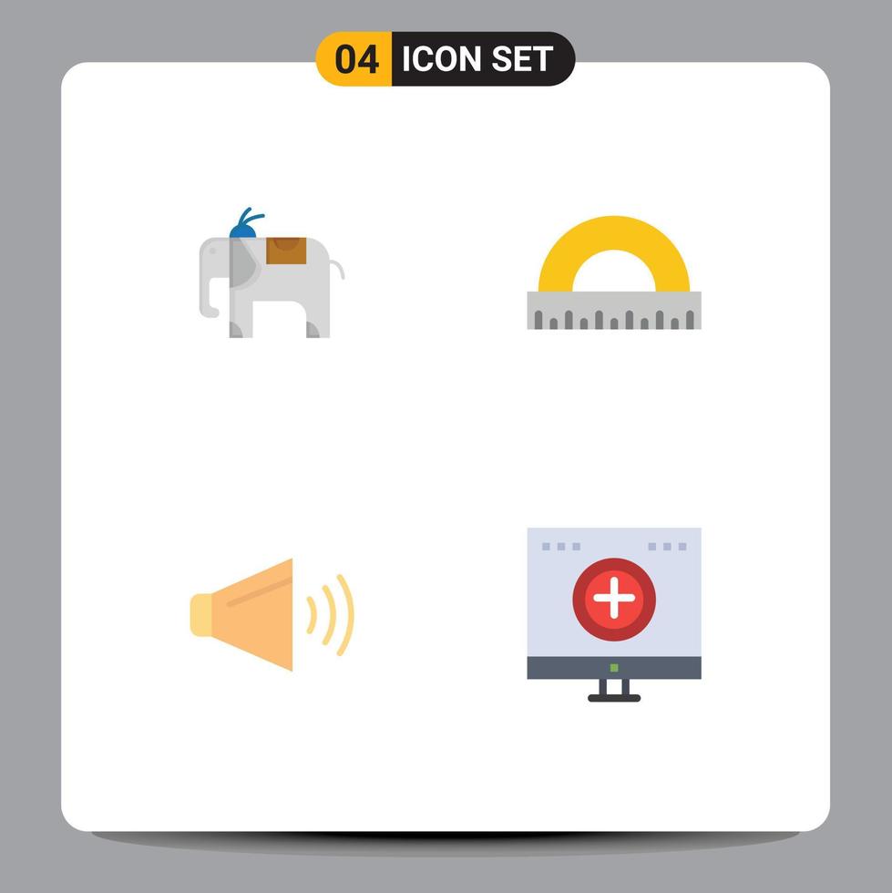modern uppsättning av 4 platt ikoner och symboler sådan som elefant volym konstruktion skala vård redigerbar vektor design element