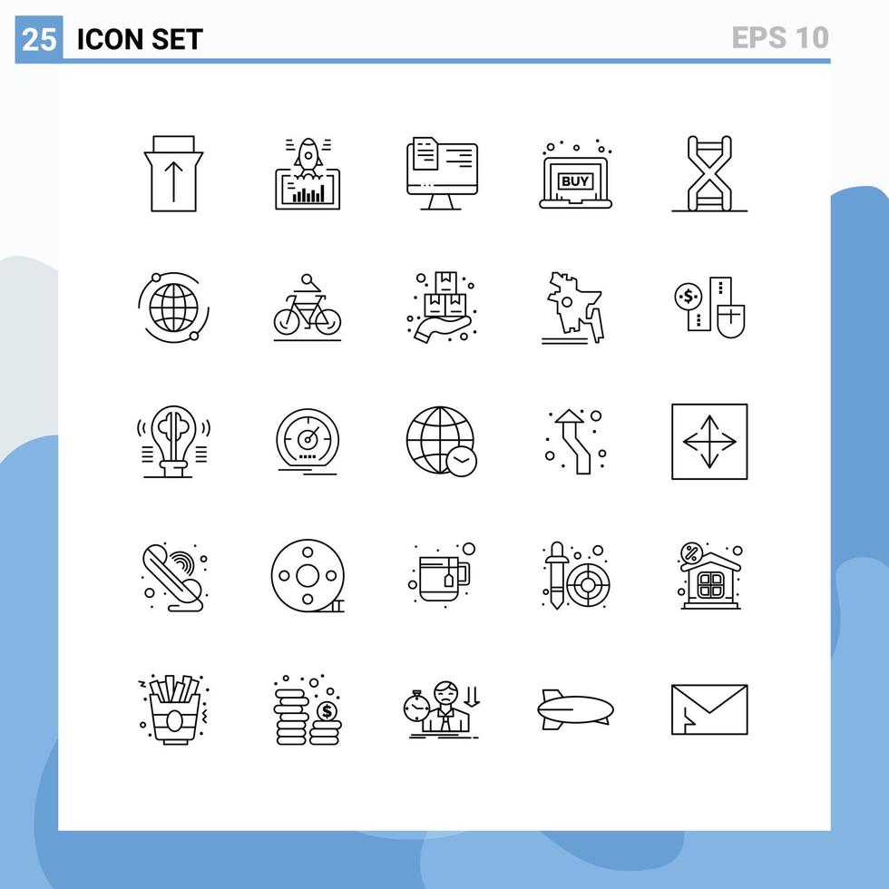 användare gränssnitt packa av 25 grundläggande rader av dna eshop försäljning dator klick bärbar dator redigerbar vektor design element