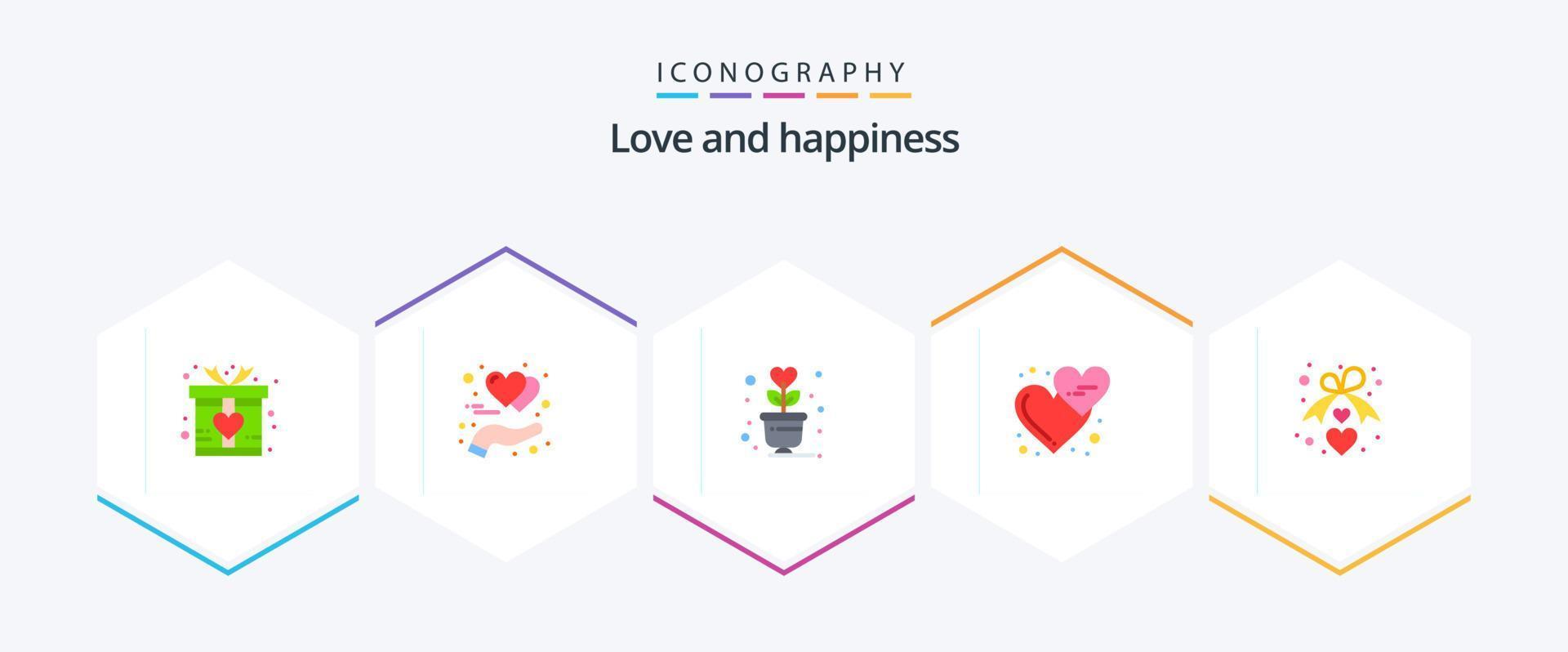 kärlek 25 platt ikon packa Inklusive kärlek. kärlek hjärtan. kärlek. kärlek. emojis vektor