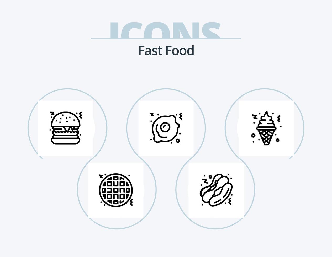 Fast-Food-Line-Icon-Pack 5 Icon-Design. . Fast Food. Fast Food. Lebensmittel. Getränk vektor