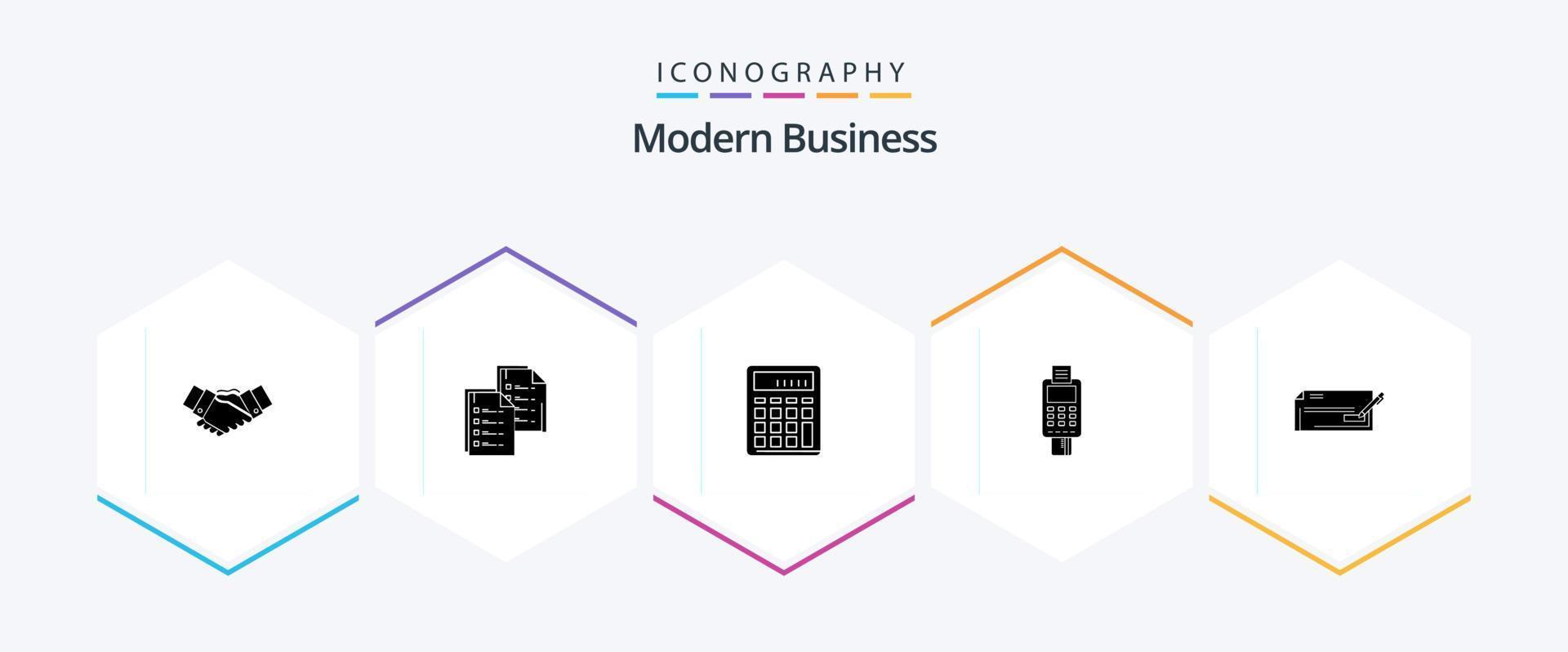 Modern Business 25 Glyphen-Icon-Pack inklusive Mathematik. Berechnung. Daten. Unternehmen. Taschenrechner vektor