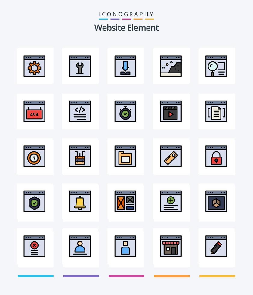 kreatives Website-Element 25 zeilengefülltes Icon-Pack wie Seite. Browser. Schnittstelle. Bild. Seite vektor