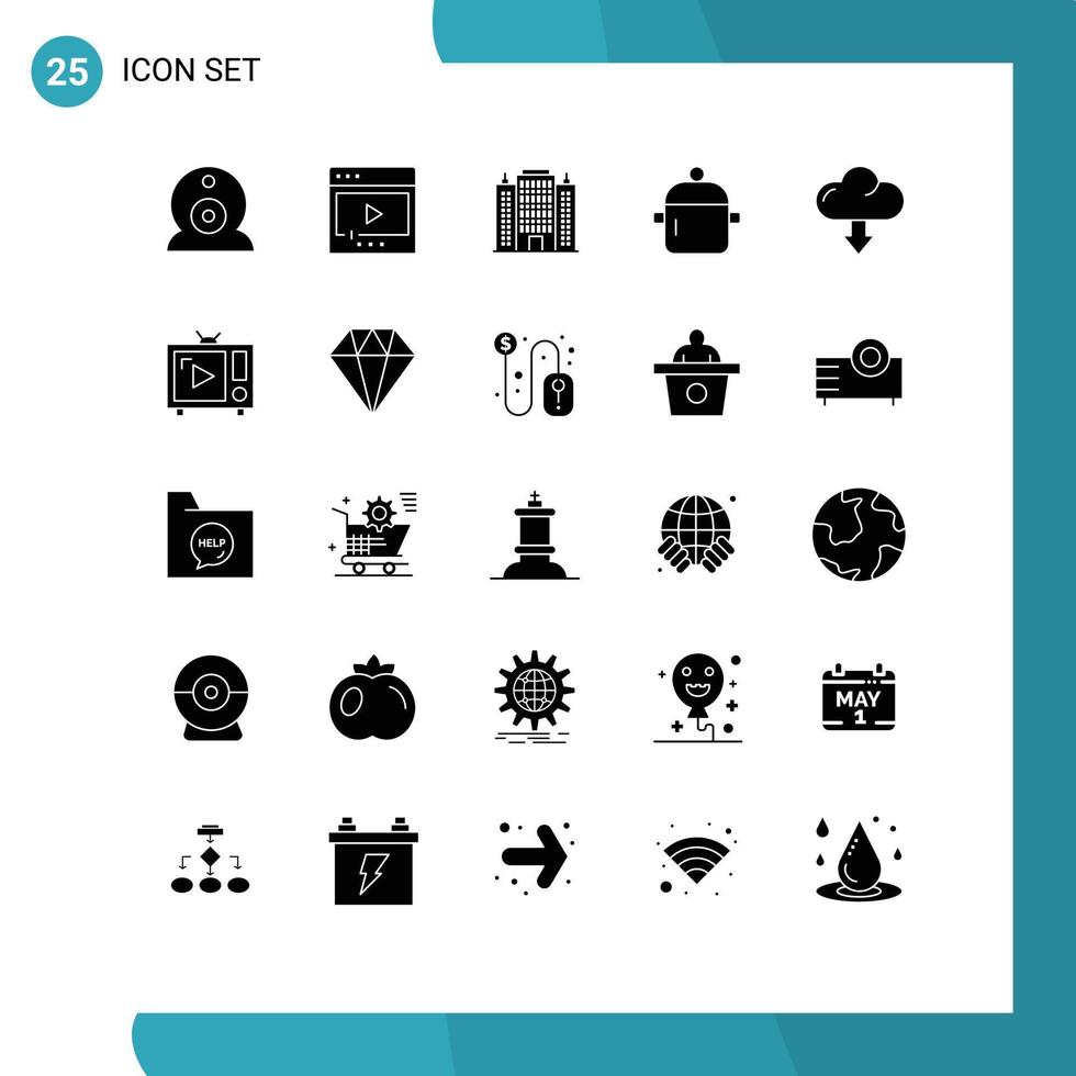 uppsättning av 25 modern ui ikoner symboler tecken för moln kök tillflykt mat matlagning redigerbar vektor design element