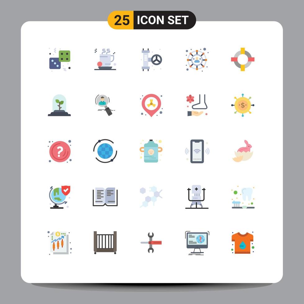 25 universell platt färger uppsättning för webb och mobil tillämpningar livräddare social nätverk företag social systemet redigerbar vektor design element