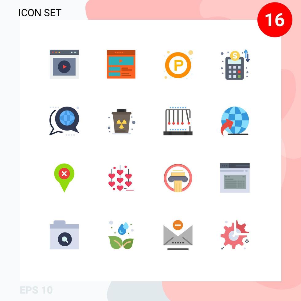 piktogram uppsättning av 16 enkel platt färger av diskussion företag planera hemsida företag nätverk plats redigerbar packa av kreativ vektor design element
