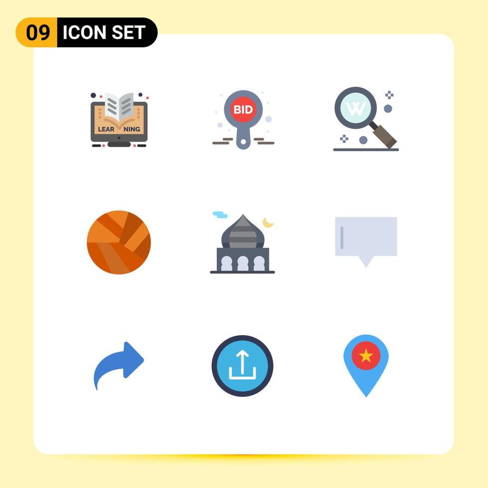redigerbar vektor linje packa av 9 enkel platt färger av moské sport märka boll seo redigerbar vektor design element