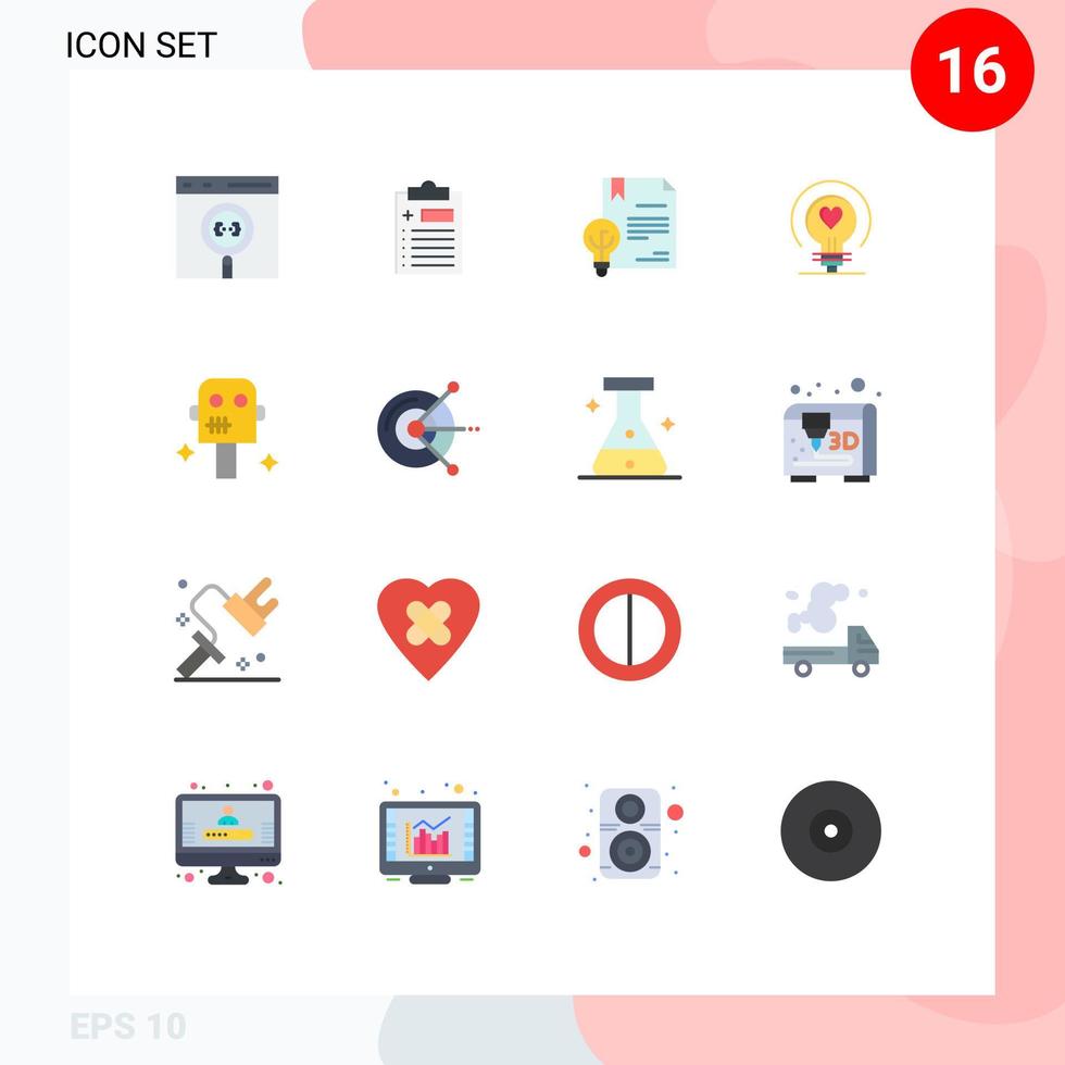redigerbar vektor linje packa av 16 enkel platt färger av bröllop kärlek medicin Glödlampa uppfinning redigerbar packa av kreativ vektor design element