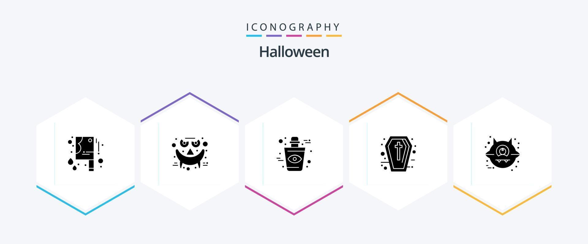 Halloween 25 Glyphen-Icon-Pack inklusive Halloween. Tier. Flasche. Feiertage. Sarg vektor