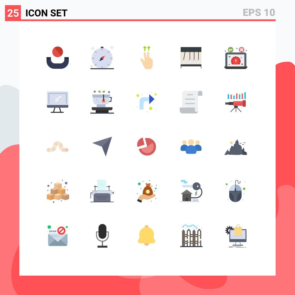 25 universelle flache Farben für Web- und mobile Anwendungen Leistungsgeschwindigkeitstest Finger Medizin Bewegung editierbare Vektordesign-Elemente vektor