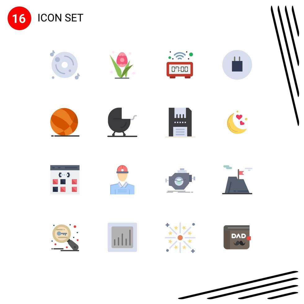 16 användare gränssnitt platt Färg packa av modern tecken och symboler av spela boll klocka symboler gammal redigerbar packa av kreativ vektor design element