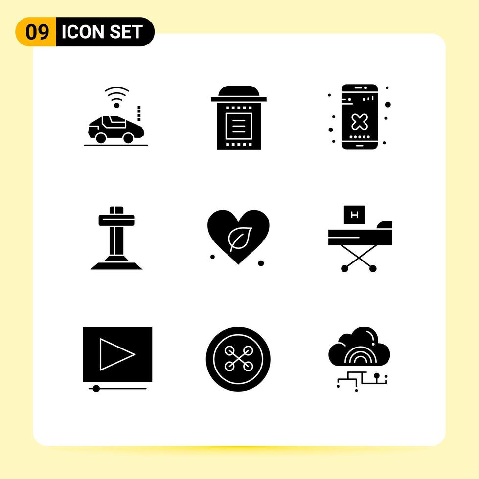9 thematische Vektor-Solid-Glyphen und bearbeitbare Symbole der Herzkreuzpartei christliche App bearbeitbare Vektordesign-Elemente vektor