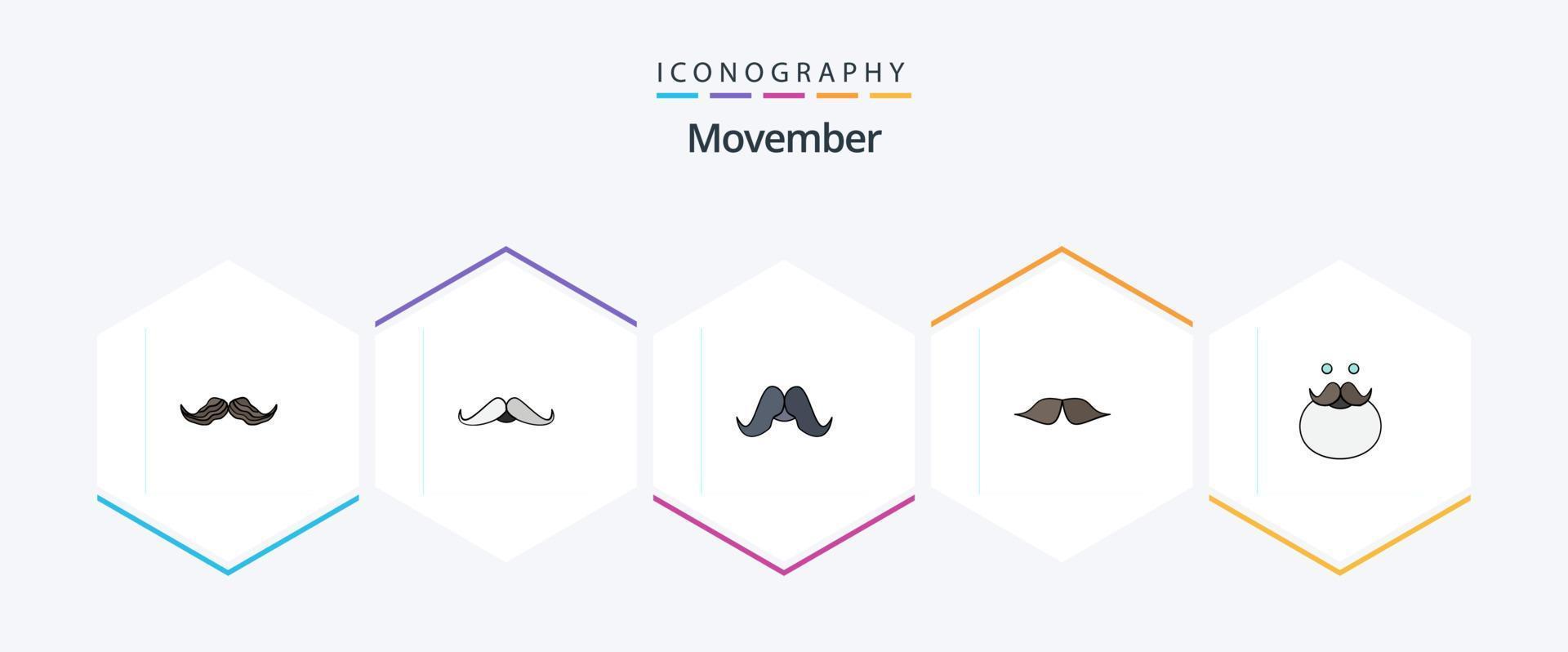 Movember 25 fylld linje ikon packa Inklusive . tomten. vektor