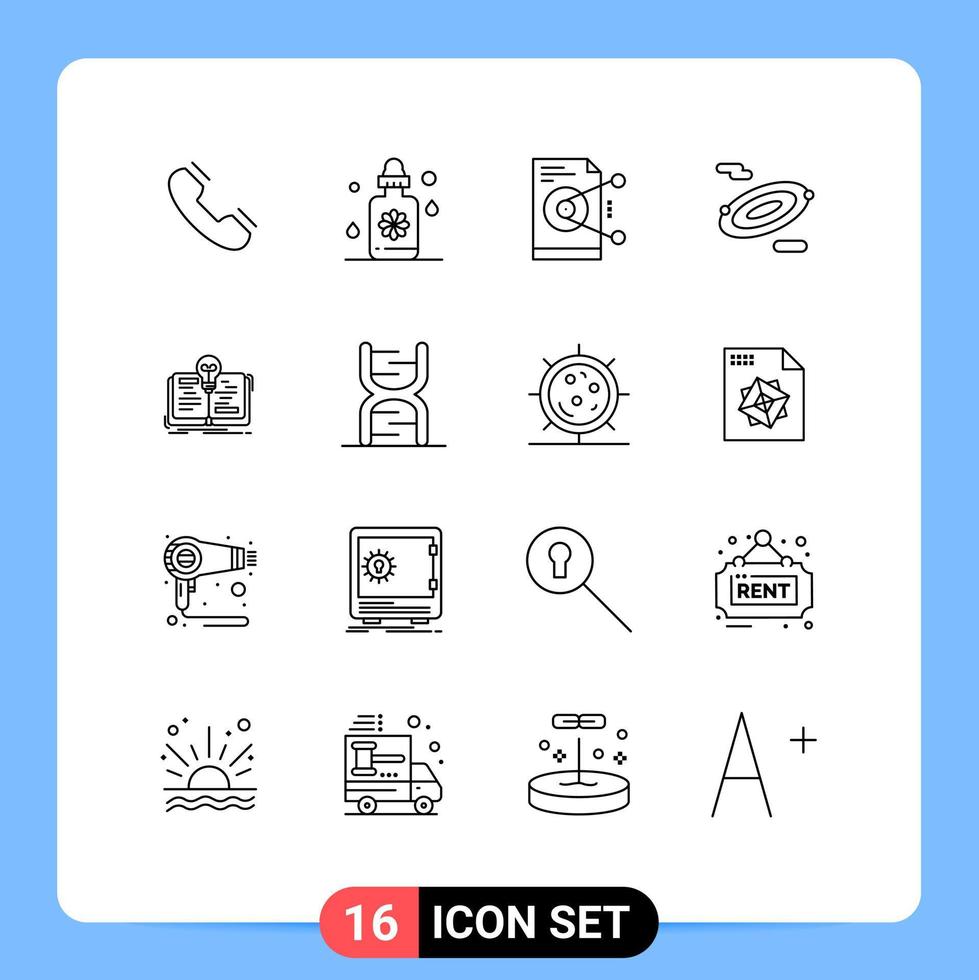 uppsättning av 16 modern ui ikoner symboler tecken för aning Plats fil vetenskap server redigerbar vektor design element