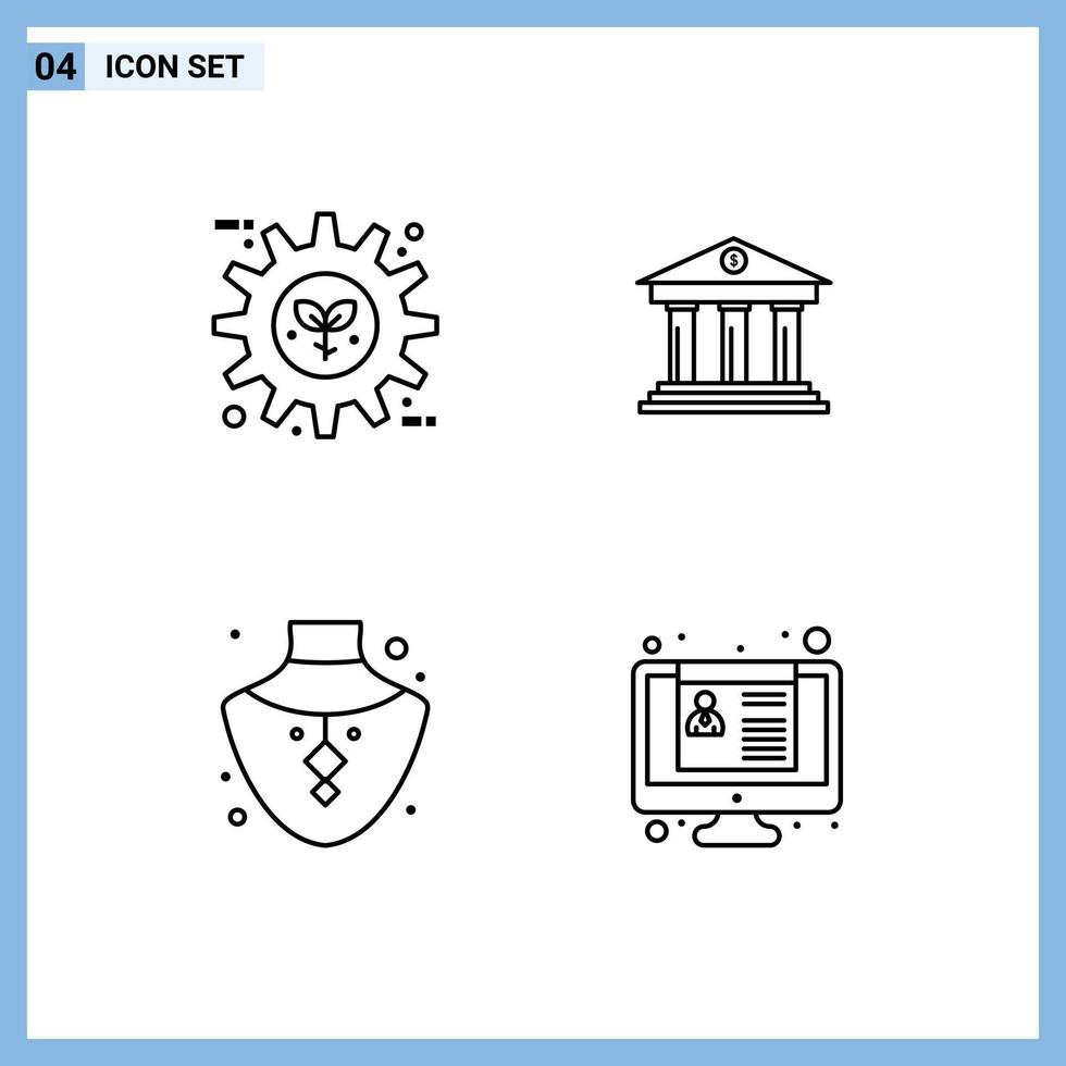 universell ikon symboler grupp av 4 modern fylld linje platt färger av eco pengar preferens företag pärla redigerbar vektor design element