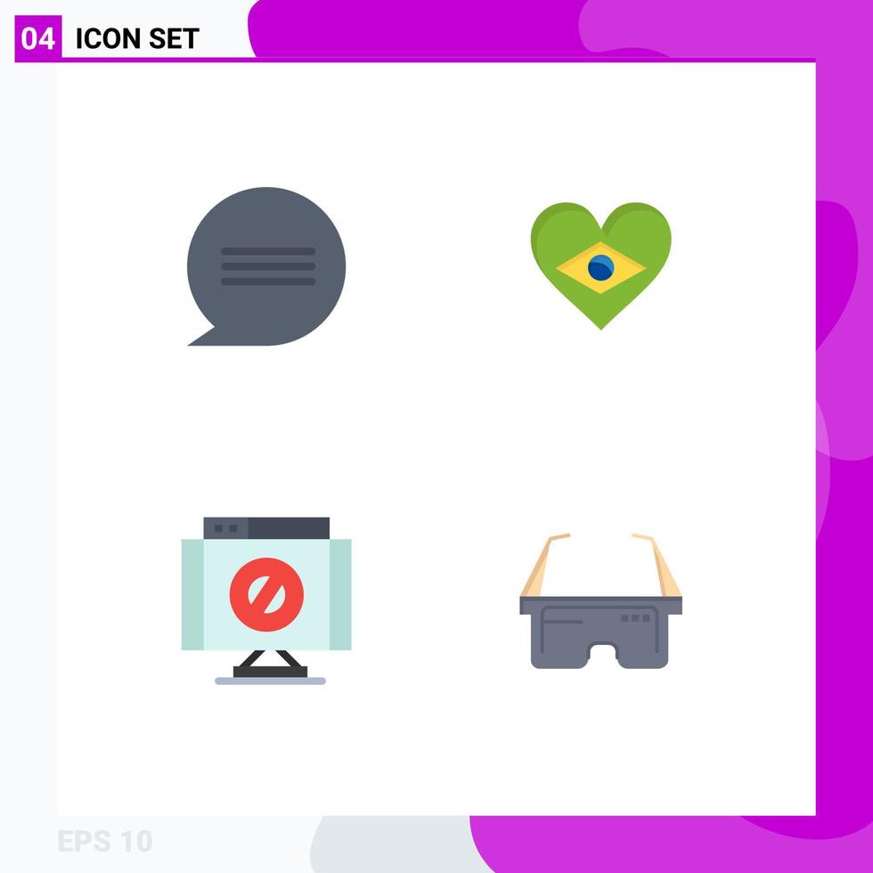 stock vektor ikon packa av 4 linje tecken och symboler för chatt nekas hjärta kärlek virtuell redigerbar vektor design element